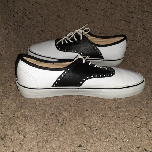 VANS VAULT-SPECTATOR LX-Black/White Leather-VN0KXNBA2-RARE/SKATE-SZ 9-Near Mint - Picture 4 of 8